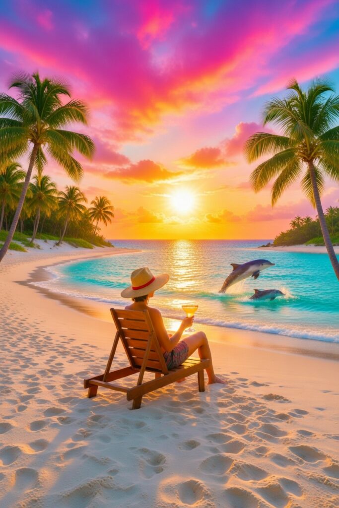 Relaxing on the beach at sunset in Florida